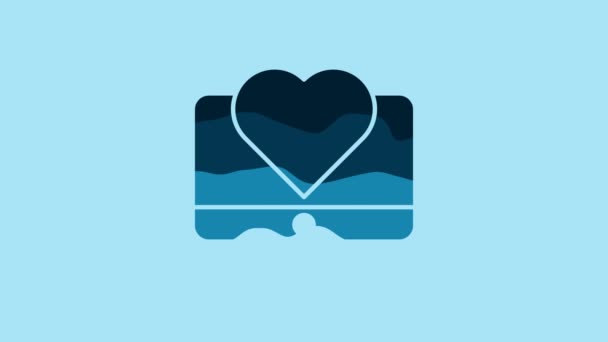 Blue Computer Monitor Heart Icon Isolated Blue Background Valentines Day — Stock Video