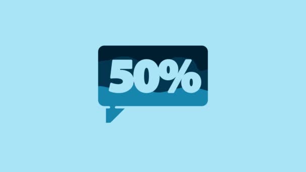 Blue Fifty Discount Percent Tag Icon Isolated Blue Background Shopping — Stockvideo
