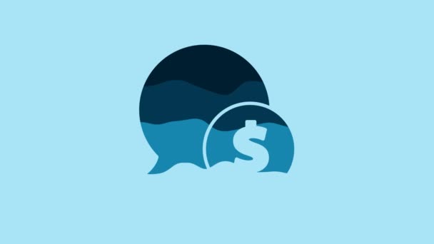 Blue Speech Bubble Dollar Icon Isolated Blue Background Badge Price — Vídeo de stock