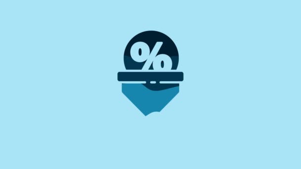 Blue Lead Management Icon Isolated Blue Background Funnel Discount Percent — Stock video