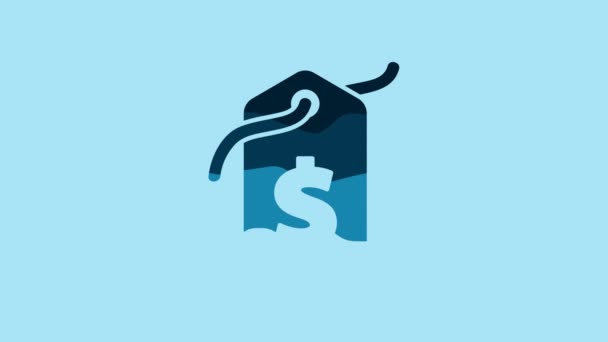 Blue Price Tag Dollar Icon Isolated Blue Background Badge Price — Wideo stockowe