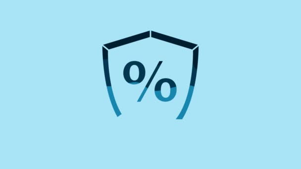 Blue Loan Percent Icon Isolated Blue Background Protection Shield Sign — Video Stock