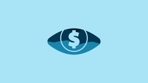 Blue Eye Dollar Icon Isolated Blue Background Video Motion Graphic — 图库视频影像