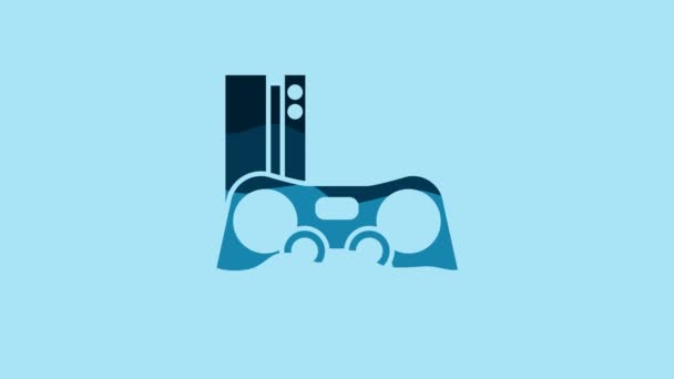 Blue Video Game Console Joystick Icon Isolated Blue Background Video — Αρχείο Βίντεο