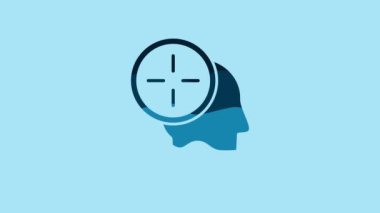 Blue Head hunting concept icon isolated on blue background. Business target or Employment. Human resource and recruitment for business. 4K Video motion graphic animation.
