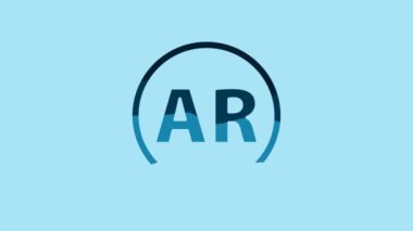Blue Ar, augmented reality icon isolated on blue background. 4K Video motion graphic animation.