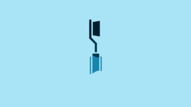 Blue Toothbrush icon isolated on blue background. 4K Video motion graphic animation.