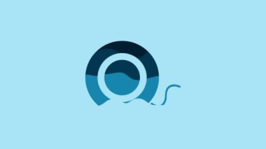 Blue Dental floss icon isolated on blue background. 4K Video motion graphic animation.