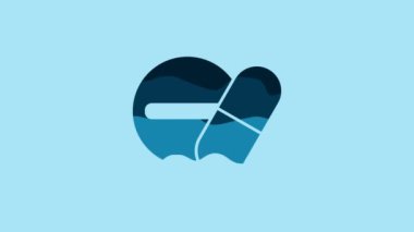 Blue Medicine pill or tablet icon isolated on blue background. Capsule pill and drug sign. Pharmacy design. 4K Video motion graphic animation.