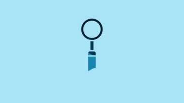 Blue Dental inspection mirror icon isolated on blue background. Tool dental checkup. 4K Video motion graphic animation.