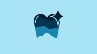 Blue Tooth whitening concept icon isolated on blue background. Tooth symbol for dentistry clinic or dentist medical center. 4K Video motion graphic animation.