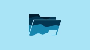 Blue Document folder icon isolated on blue background. Accounting binder symbol. Bookkeeping management. 4K Video motion graphic animation.