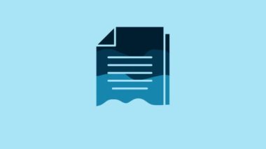 Blue Document icon isolated on blue background. File icon. Checklist icon. Business concept. 4K Video motion graphic animation.