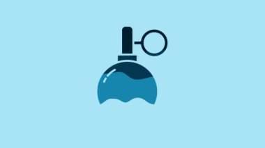 Blue Hand grenade icon isolated on blue background. Bomb explosion. 4K Video motion graphic animation.