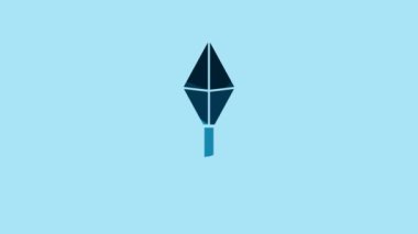 Blue Japanese ninja shuriken icon isolated on blue background. 4K Video motion graphic animation.
