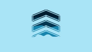 Blue Military rank icon isolated on blue background. Military badge sign. 4K Video motion graphic animation.
