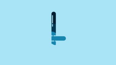 Blue Police rubber baton icon isolated on blue background. Rubber truncheon. Police Bat. Police equipment. 4K Video motion graphic animation.