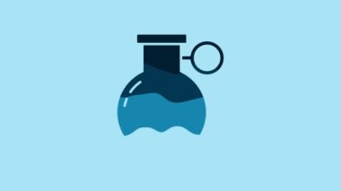 Blue Hand grenade icon isolated on blue background. Bomb explosion. 4K Video motion graphic animation.