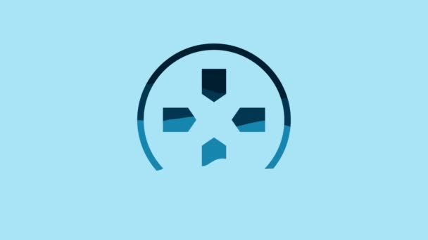 Синий Значок Геймпада Выделен Синем Фоне Игровой Контроллер Видеографическая Анимация — стоковое видео