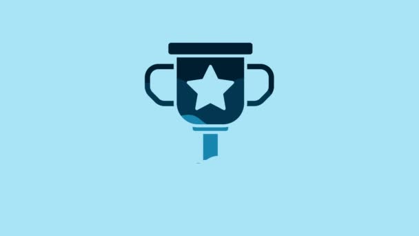 Blue Award Cup Icon Isolated Blue Background Winner Trophy Symbol — Vídeo de stock