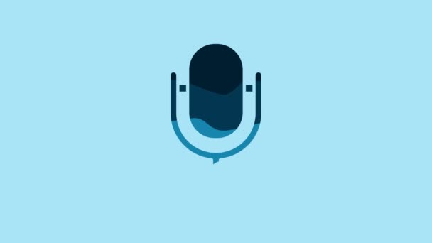 Blue Microphone Icon Isolated Blue Background Air Radio Mic Microphone — Stock videók