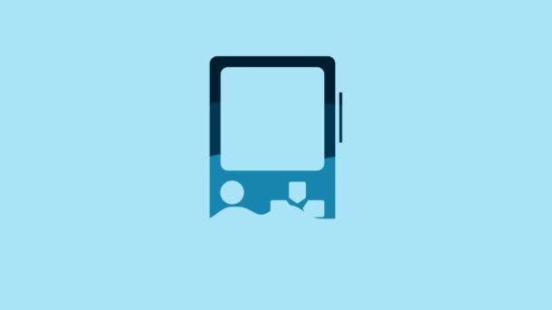 Blue Portable Video Game Console Icon Isolated Blue Background Gamepad — Wideo stockowe