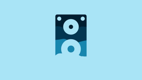 青の背景に隔離された青のステレオスピーカーアイコン サウンドシステムのスピーカー 音楽アイコン 音楽コラムスピーカーベース機器 4Kビデオモーショングラフィックアニメーション — ストック動画