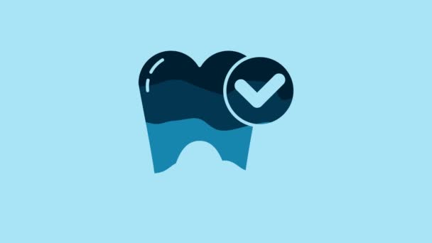 Піктограма Відбілювання Синього Зуба Ізольована Синьому Фоні Символ Зуба Стоматологічної — стокове відео