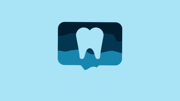Ікона Синьої Стоматологічної Клініки Ізольована Синьому Фоні Відеографічна Анімація — стокове відео