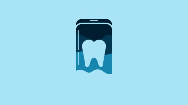 Blue Online Dental Care Icon Isolated Blue Background Dental Service — Vídeo de stock