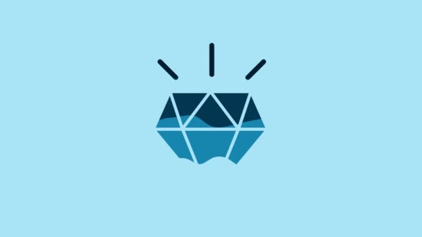 Ікона Блакитних Діамантів Ізольована Синьому Фоні Відеографічна Анімація — стокове відео