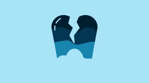 Blue Broken Tooth Icon Isolated Blue Background Dental Problem Icon — 비디오