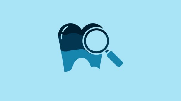 Blue Dental Search Icon Isolated Blue Background Tooth Symbol Dentistry — Stockvideo