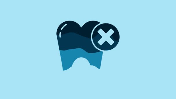 Blue Tooth Caries Icon Isolated Blue Background Tooth Decay Video — Vídeos de Stock