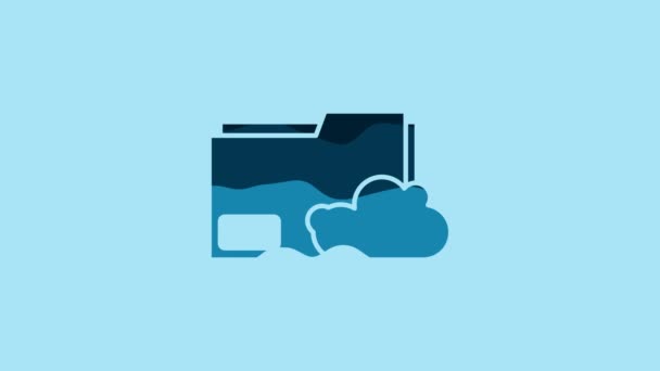 Blue Cloud Storage Text Document Folder Icon Isolated Blue Background — Stockvideo