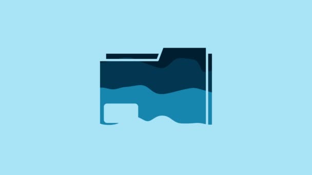 Blue Document Folder Icon Isolated Blue Background Accounting Binder Symbol — Stok video