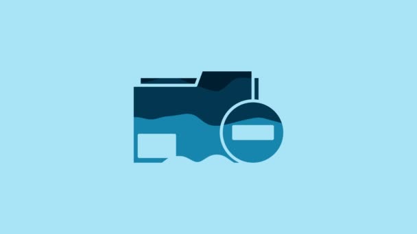 Blue Document Folder Icon Isolated Blue Background Clear Document Remove — 비디오