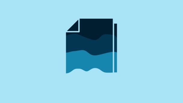 青色の背景に隔離された青色のドキュメントアイコン ファイルのアイコン チェックリストのアイコン ビジネスコンセプト 4Kビデオモーショングラフィックアニメーション — ストック動画