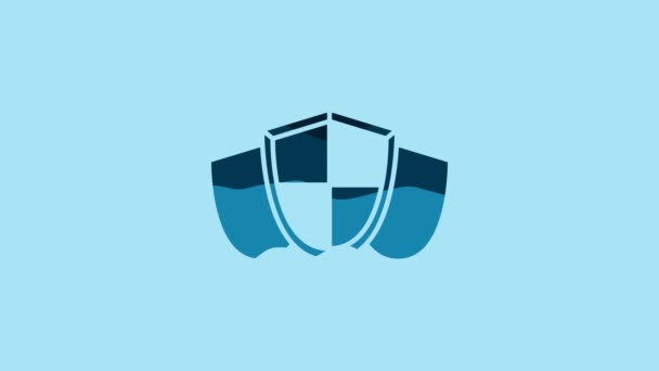 Значок Blue Shield Выделен Синем Фоне Знак Охранника Безопасность Безопасность — стоковое видео