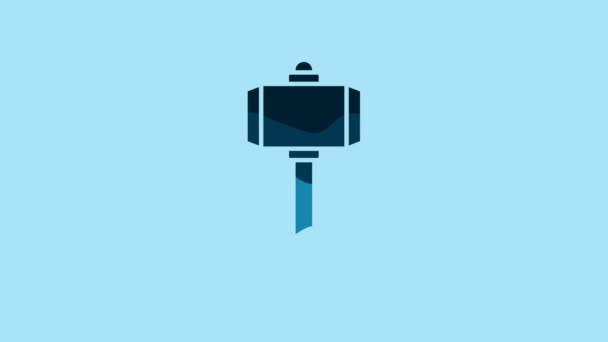 Blue Battle Hammer Icon Isolated Blue Background Video Motion Graphic — Stock videók