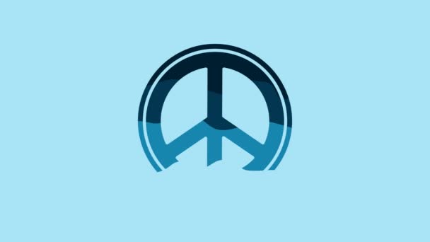 Blue Peace Icon Isolated Blue Background Hippie Symbol Peace Video — Stock video
