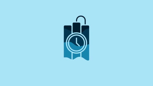 Blue Detonate Dynamite Bomb Stick Timer Clock Icon Isolated Blue — Stok video