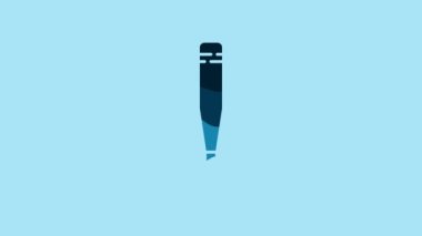 Blue Baseball bat icon isolated on blue background. 4K Video motion graphic animation.