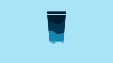 Blue Cream or lotion cosmetic tube icon isolated on blue background. Body care products for men. 4K Video motion graphic animation.