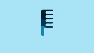 Blue Hairbrush icon isolated on blue background. Comb hair sign. Barber symbol. 4K Video motion graphic animation.
