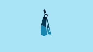 Blue Straight razor icon isolated on blue background. Barbershop symbol. 4K Video motion graphic animation.