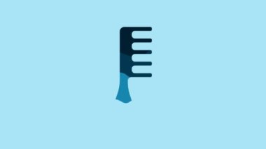 Blue Hairbrush icon isolated on blue background. Comb hair sign. Barber symbol. 4K Video motion graphic animation.