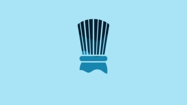 Blue Shaving brush icon isolated on blue background. Barbershop symbol. 4K Video motion graphic animation.