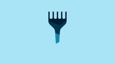 Blue Hairbrush icon isolated on blue background. Comb hair sign. Barber symbol. 4K Video motion graphic animation.