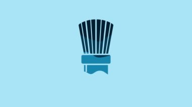 Blue Shaving brush icon isolated on blue background. Barbershop symbol. 4K Video motion graphic animation.